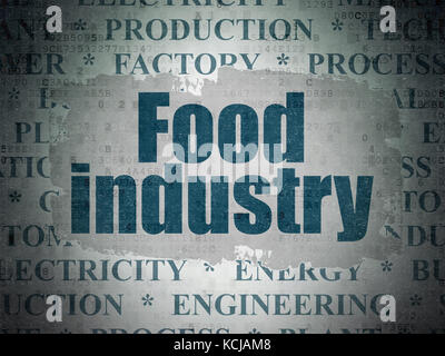 Manufacuring Konzept: Lebensmittelindustrie auf digitale Daten Papier Hintergrund Stockfoto