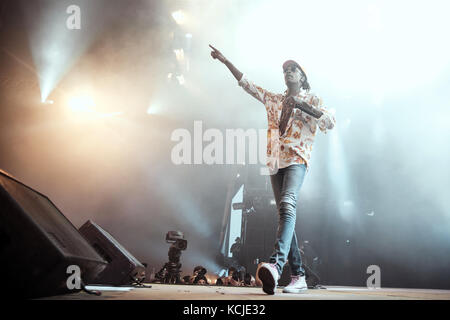 Der US-amerikanische Rapper Wiz Khalifa führt ein Live-Konzert beim dänischen Musikfestival Roskilde Festival 2016 durch. Dänemark, 29/06 2016. Stockfoto