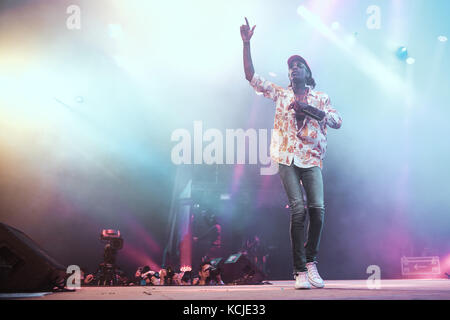 Der US-amerikanische Rapper Wiz Khalifa führt ein Live-Konzert beim dänischen Musikfestival Roskilde Festival 2016 durch. Dänemark, 29/06 2016. Stockfoto