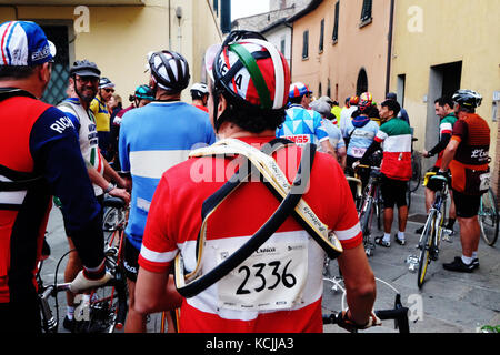 Granfondo Eroica Radrennen Gaiole in Chianti, Toskana, Italien Stockfoto