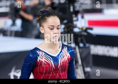 Oktober 03, 2017: Elena Eremina Russlands (625), während bei den Frauen die Qualifikation der Gymnastics World Championships 2017 im Olympiastadion in Montreal, Kanada. Daniel Lea/CSM Stockfoto