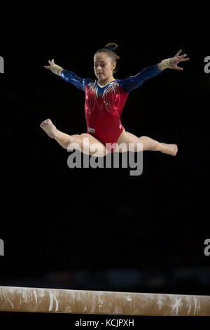 Montreal, Kanada. 3. Okt 2017. Gymnast Elena Eremina (RUS) konkurriert bei der Qualifikation am 47. Abb. Gymnastics World Championships im Olympiastadion in Montreal, Kanada. Melissa J. Perenson/CSM/Alamy leben Nachrichten Stockfoto