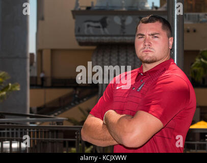 Hollywood, CA. 26. Juli, 2017. Stanford defensive Harrison Phillips posiert für ein Foto bei der Pac-12 Fußball-Tag am Donnerstag, 26. Juli 2017 im Hollywood und Highland, in Hollywood, CA. (Mandatory Credit: Juan Lainez/MarinMedia.org/Cal Sport Media) (Komplette Fotograf und Kreditkarte erforderlich) Credit: Csm/Alamy leben Nachrichten Stockfoto