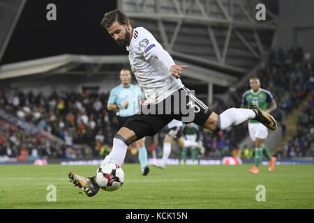 Marvin Plattenhardt (Deutschland). GES/ Fussball/ WM Qualifikation: Nordirland - Deutschland, 05.10.2017 Fußball/Fußball: WM Qualifikation: Northern Ireland vs Germany, Belfast, 5. Oktober 2017 |Nutzung weltweit Stockfoto