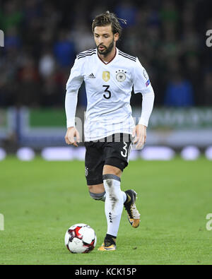 Marvin Plattenhardt (Deutschland). GES/ Fussball/ WM Qualifikation: Nordirland - Deutschland, 05.10.2017 Fußball/Fußball: WM Qualifikation: Northern Ireland vs Germany, Belfast, 5. Oktober 2017 |Nutzung weltweit Stockfoto