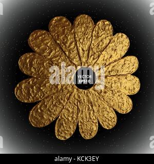 Gold Blume Vector Illustration. Stilisierten goldenen Blumen Blüte Blume Hintergrund. Stock Vektor