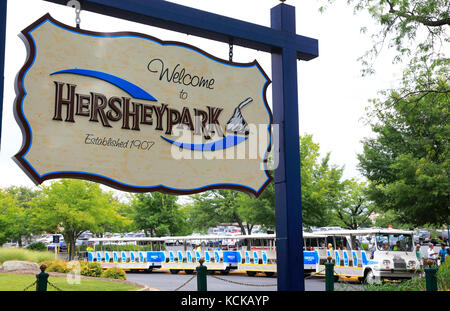 Zeichen der Hersheypark. Hershey, Pennsylvania, USA Stockfoto