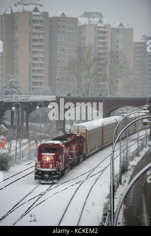 CP Rail Freight Train in New Westminster, British Columbia, Kanada. Stockfoto
