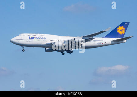 Boeing 747-430 D-abvo, luftansa Flt 8939 aus Dublin kommt Dulles International Airport Sept 27 2017. Stockfoto