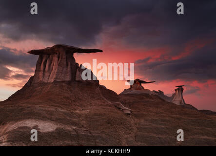 Stein Flügel, bizarre Felsformationen in bisti Badlands, New Mexico, USA Stockfoto