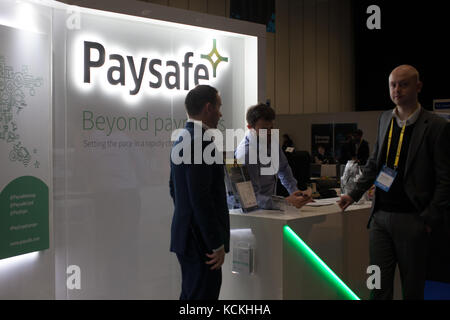 Paysafe Stand an der payexpo in London Stockfoto