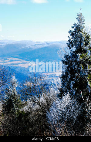 Karpaten im Winter. Gefrorene bergige Landschaft Stockfoto