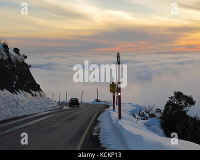 Great Alpine Road, 1800 m, Australiens höchste Durchgangsstraße; im Winter sind Ketten erforderlich. Mount Hotham, Victoria, Australien Stockfoto