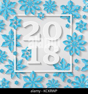 Frohes neues Jahr frohe Weihnachten 2018 Schneeflocke Urlaub herzlichen Glückwunsch Karte. Stock Vektor