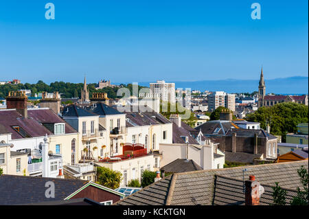 Skyline von Saint Helier, Jersey, Channel Islands, Großbritannien Stockfoto