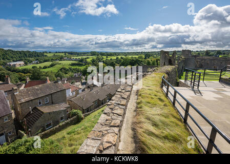 Blick von der Burg in Richmond, North Yorkshire, England. Stockfoto