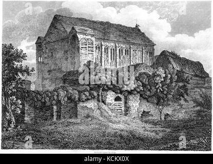 Eine Gravur der Überreste von Eltham Palace, Kent gescannt und in hoher Auflösung aus einem Buch 1819 gedruckt. Glaubten copyright frei. Stockfoto