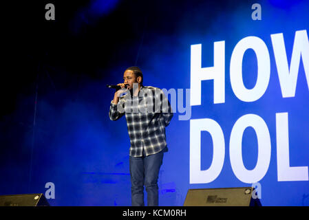 Huesca, Spanien - 17.Juli: Kendrick Lamar (Hip Hop Künstler) im Konzert an fib Festival führt am 17. Juli 2016 in Benicassim, Spanien. Stockfoto