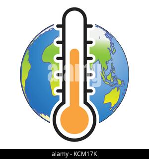 Global warmen Konzept. Thermometer mit Globus, untere Ebene - Vector Illustration Stock Vektor