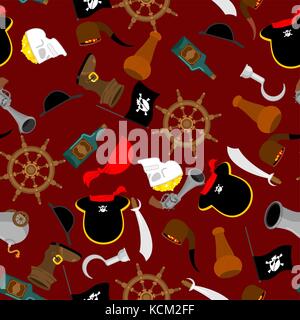 Pirate nahtlose Muster. piratical Zubehör Ornament. buccaneer Hintergrund. Vector Illustration Stock Vektor