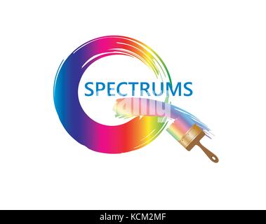 Pinsel mit Farben des Regenbogens Stock Vektor