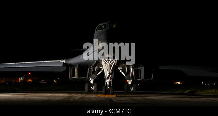 Us Air Force B-1B Lancer, zu der 37th Expeditionary Bomb Squadron zugeordnet, bereitgestellt von Ellsworth Air Force Base (AFB) Stockfoto