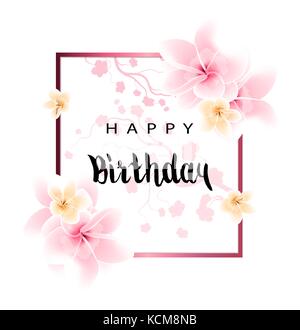 Die Entwicklung des abstrakten happy birthday Karte mit Blumen und Glückwünsche Stock Vektor