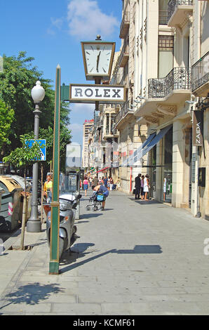 Rolex-Zeichen in Tarragona, Spanien Stockfoto