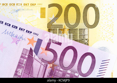 Europäische Banknoten von großen Mengen. Stockfoto