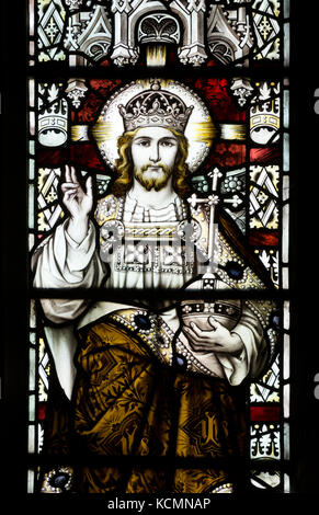 Christus Glasmalerei, der St. Wilfrid's Church, North Muskham, Nottinghamshire, England, Großbritannien Stockfoto