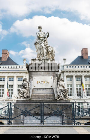 Martyrs Square in Brüssel, Belgien. Denkmal 1830 te Märtyrer der Revolution Stockfoto