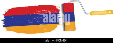 Pinselstrich mit Armenien Nationalflagge auf weißem Hintergrund isoliert. Vector Illustration. Stock Vektor