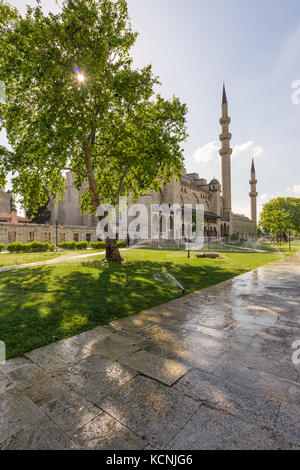 Süleymaniye-moschee Gärten mit Menschen zu Fuß, Istanbul, Türkei Stockfoto