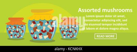 Verschiedene Pilze banner horizontale Konzept Stock Vektor