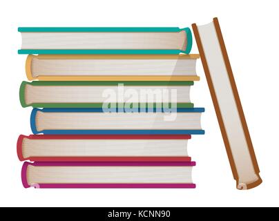 Stapel Bücher auf weißem Hintergrund Stock Vektor