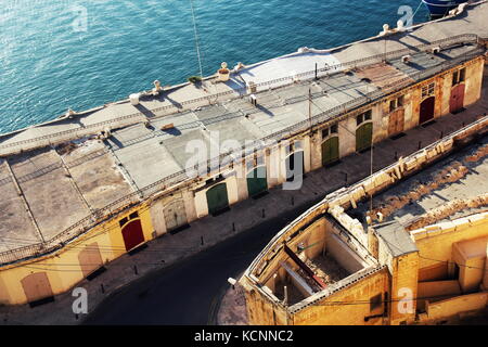 Panoramablick auf die Skyline von alten Abwehr von Valletta und den Grand Harbour, Malta Stockfoto