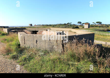 Militärische Gebäude Not Küstenschutz Batterie bei East Lane, Bawdsey, Suffolk, England, Großbritannien Stockfoto