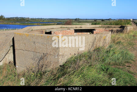 Militärische Gebäude Not Küstenschutz Batterie bei East Lane, Bawdsey, Suffolk, England, Großbritannien Stockfoto