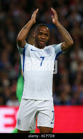 Raheem Sterling von England während der FIFA World Cup Qualifier Match zwischen England und Slowenien im Wembley Stadion in London. 05 Okt 2017 Stockfoto