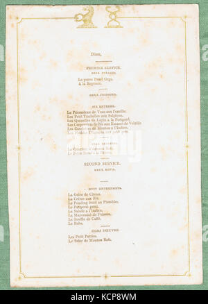 Gold beschriftete Karte (b) mit dem Wappen der T.C. Suon Challoner, Mitte des 19. Jahrhunderts, wie in Mayfair oder Surrey, Großbritannien Stockfoto