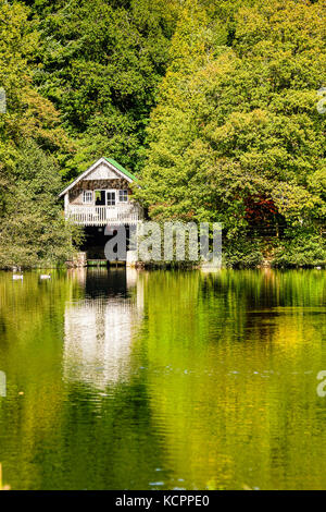 Winkworth Arboretum, godalming. 06. Okt 2017. uk Wetter. Schönen herbstlichen Bedingungen über den home Counties heute. Besucher genießen die Herbstfarben in Winkworth Arboretum in der Nähe von Godalming Surrey. Credit: James Jagger/alamy leben Nachrichten Stockfoto