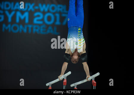 Montreal, Kanada. 05 Okt, 2017. Gymnast Caio Souza (BRA) konkurriert im Herren Einzel Rund-um-Finale während die 47 Abb. Gymnastics World Championships in Montreal, Kanada. Melissa J. Perenson/CSM/Alamy leben Nachrichten Stockfoto