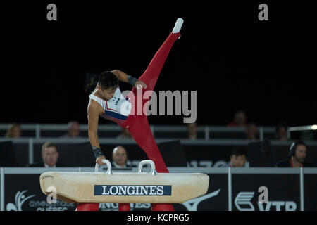 Montreal, Kanada. 05 Okt, 2017. Gymnast Yul Moldauer (USA) konkurriert in den Männern rund-um-Finale während die 47 Abb. Gymnastics World Championships in Montreal, Kanada. Melissa J. Perenson/CSM/Alamy leben Nachrichten Stockfoto