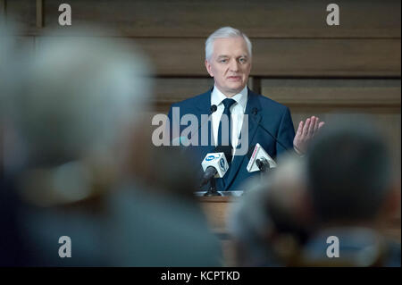Danzig, Polen. 06 Okt, 2017. Jaroslaw Gowin, Stellvertretender Ministerpräsident und Minister für Wissenschaft und Bildung, auf die Eröffnung des akademischen Jahres 2017/2018 auf Politechnika Gdanska (Danzig) an der Technischen Universität in Danzig, Polen. Vom 6. Oktober 2017 Credit: Wojciech Strozyk/Alamy leben Nachrichten Stockfoto