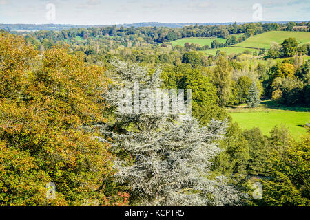 Winkworth Arboretum, godalming. 06. Okt 2017. uk Wetter. Schönen herbstlichen Bedingungen über den home Counties heute. Besucher genießen die Herbstfarben in Winkworth Arboretum in der Nähe von Godalming Surrey. Credit: James Jagger/alamy leben Nachrichten Stockfoto