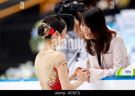 Der saitama super Arena, Saitama, Japan. 7. Okt 2017. (L - r) marin Honda, Mie hamada (JPN), Japan Open 2017 an der Saitama super Arena, Saitama, Japan. Credit: yohei Osada/lba Sport/alamy leben Nachrichten Stockfoto