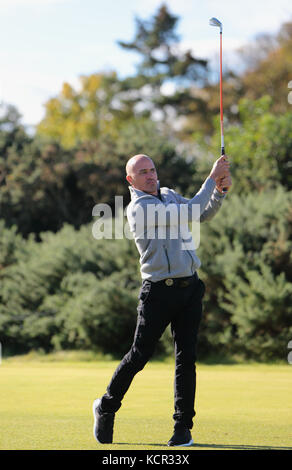 Fife, Schottland, Großbritannien. 7. Okt 2017. Kelly Slater spielt die 3. Runde der Alfred Dunhill Cup, Könige Scheunen Golfplatz, Fife, Schottland, UK Samstag, 7. Oktober 2017 Credit: Derek Allan/Alamy leben Nachrichten Stockfoto