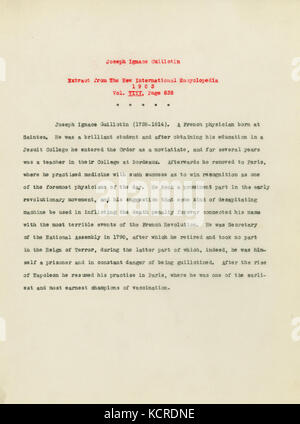 Auszug aus: dieneuen Internationalen Encyclopediaabout Joseph Ignace Guillotin, 1903 Stockfoto