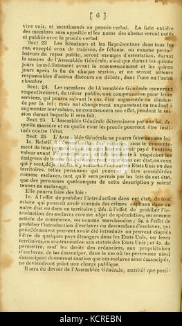 Verfassung de L'Etat du Missouri. 1820. S. 06. Übersetzt von F.M. Guyol, gedruckt von Joseph Charless Stockfoto