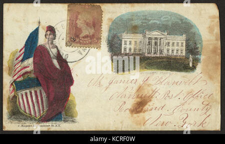 Bürgerkrieg Umschlag Columbia angezeigt mit Schild und amerikanische Flagge und White House Stockfoto